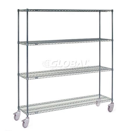 Nexel 4 Shelf Truck, Nexelon, 60inW x 24inD x 80inH, Polymer Swivel Casters, 2 Brake 188852